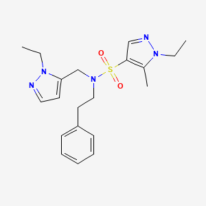 molecular formula C20H27N5O2S B4368347 1-ethyl-N-[(1-ethyl-1H-pyrazol-5-yl)methyl]-5-methyl-N-(2-phenylethyl)-1H-pyrazole-4-sulfonamide 