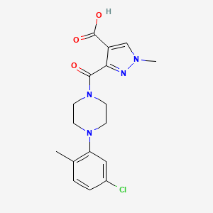 molecular formula C17H19ClN4O3 B4368371 3-{[4-(5-chloro-2-methylphenyl)-1-piperazinyl]carbonyl}-1-methyl-1H-pyrazole-4-carboxylic acid 