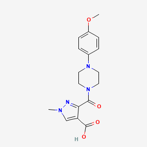 molecular formula C17H20N4O4 B4368379 3-{[4-(4-methoxyphenyl)-1-piperazinyl]carbonyl}-1-methyl-1H-pyrazole-4-carboxylic acid 