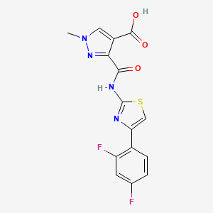 molecular formula C15H10F2N4O3S B4368380 3-({[4-(2,4-difluorophenyl)-1,3-thiazol-2-yl]amino}carbonyl)-1-methyl-1H-pyrazole-4-carboxylic acid 