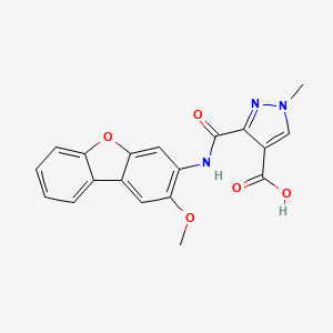molecular formula C19H15N3O5 B4368383 3-{[(2-methoxydibenzo[b,d]furan-3-yl)amino]carbonyl}-1-methyl-1H-pyrazole-4-carboxylic acid 