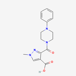 molecular formula C16H18N4O3 B4368390 1-methyl-3-[(4-phenyl-1-piperazinyl)carbonyl]-1H-pyrazole-4-carboxylic acid 