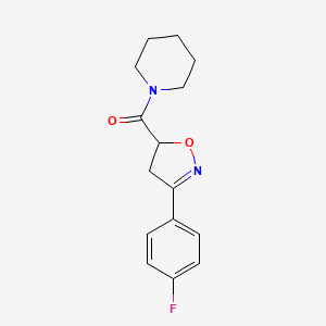 molecular formula C15H17FN2O2 B4368424 1-{[3-(4-fluorophenyl)-4,5-dihydro-5-isoxazolyl]carbonyl}piperidine 