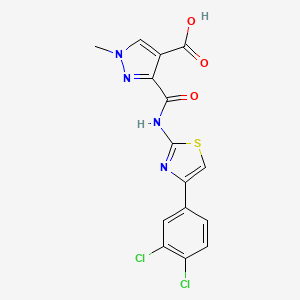 molecular formula C15H10Cl2N4O3S B4368426 3-({[4-(3,4-dichlorophenyl)-1,3-thiazol-2-yl]amino}carbonyl)-1-methyl-1H-pyrazole-4-carboxylic acid 