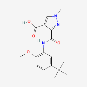 molecular formula C17H21N3O4 B4368427 3-{[(5-tert-butyl-2-methoxyphenyl)amino]carbonyl}-1-methyl-1H-pyrazole-4-carboxylic acid 