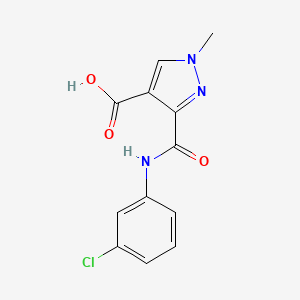 molecular formula C12H10ClN3O3 B4368431 3-{[(3-chlorophenyl)amino]carbonyl}-1-methyl-1H-pyrazole-4-carboxylic acid 