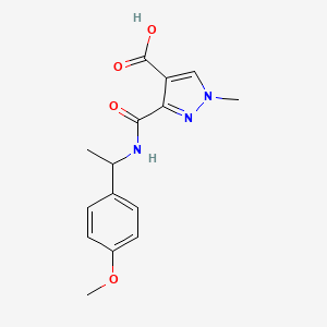 molecular formula C15H17N3O4 B4368432 3-({[1-(4-methoxyphenyl)ethyl]amino}carbonyl)-1-methyl-1H-pyrazole-4-carboxylic acid 