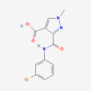 molecular formula C12H10BrN3O3 B4368452 3-{[(3-bromophenyl)amino]carbonyl}-1-methyl-1H-pyrazole-4-carboxylic acid 