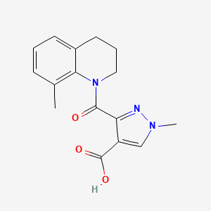molecular formula C16H17N3O3 B4368476 1-methyl-3-[(8-methyl-3,4-dihydro-1(2H)-quinolinyl)carbonyl]-1H-pyrazole-4-carboxylic acid 