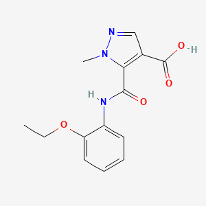 molecular formula C14H15N3O4 B4368490 5-{[(2-ethoxyphenyl)amino]carbonyl}-1-methyl-1H-pyrazole-4-carboxylic acid 