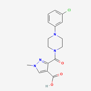 3-{[4-(3-chlorophenyl)-1-piperazinyl]carbonyl}-1-methyl-1H-pyrazole-4-carboxylic acid