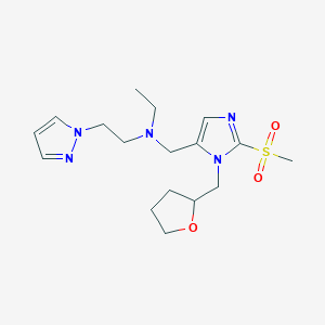 molecular formula C17H27N5O3S B4368615 N-ethyl-N-{[2-(methylsulfonyl)-1-(tetrahydro-2-furanylmethyl)-1H-imidazol-5-yl]methyl}-2-(1H-pyrazol-1-yl)ethanamine 