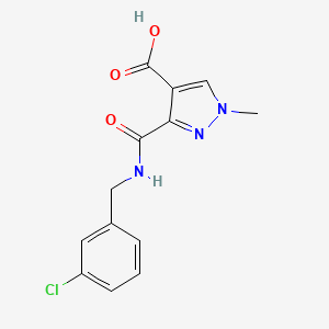 molecular formula C13H12ClN3O3 B4368617 3-{[(3-chlorobenzyl)amino]carbonyl}-1-methyl-1H-pyrazole-4-carboxylic acid 
