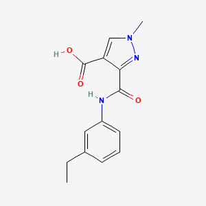 molecular formula C14H15N3O3 B4368632 3-{[(3-ethylphenyl)amino]carbonyl}-1-methyl-1H-pyrazole-4-carboxylic acid 