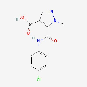 molecular formula C12H10ClN3O3 B4368646 5-{[(4-chlorophenyl)amino]carbonyl}-1-methyl-1H-pyrazole-4-carboxylic acid 