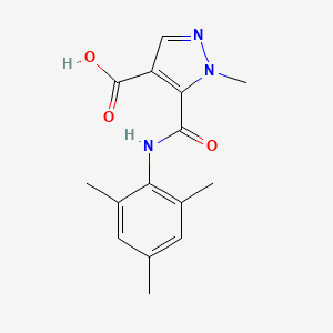 molecular formula C15H17N3O3 B4368684 5-[(mesitylamino)carbonyl]-1-methyl-1H-pyrazole-4-carboxylic acid 