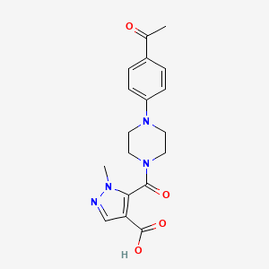 molecular formula C18H20N4O4 B4368705 5-{[4-(4-ACETYLPHENYL)PIPERAZINO]CARBONYL}-1-METHYL-1H-PYRAZOLE-4-CARBOXYLIC ACID 