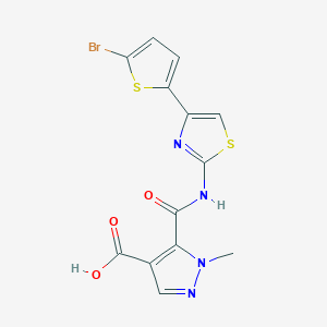 molecular formula C13H9BrN4O3S2 B4368726 5-({[4-(5-bromo-2-thienyl)-1,3-thiazol-2-yl]amino}carbonyl)-1-methyl-1H-pyrazole-4-carboxylic acid 