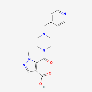 molecular formula C16H19N5O3 B4368730 1-METHYL-5-{[4-(4-PYRIDYLMETHYL)PIPERAZINO]CARBONYL}-1H-PYRAZOLE-4-CARBOXYLIC ACID 