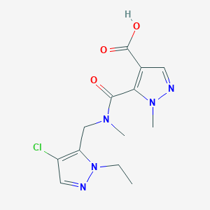 molecular formula C13H16ClN5O3 B4368731 5-{[[(4-chloro-1-ethyl-1H-pyrazol-5-yl)methyl](methyl)amino]carbonyl}-1-methyl-1H-pyrazole-4-carboxylic acid 