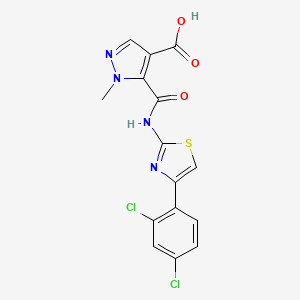 molecular formula C15H10Cl2N4O3S B4368742 5-({[4-(2,4-dichlorophenyl)-1,3-thiazol-2-yl]amino}carbonyl)-1-methyl-1H-pyrazole-4-carboxylic acid 