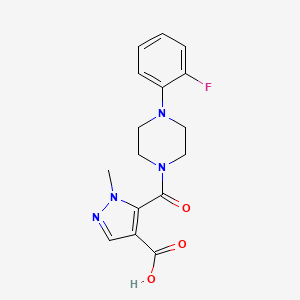 molecular formula C16H17FN4O3 B4368750 5-{[4-(2-FLUOROPHENYL)PIPERAZINO]CARBONYL}-1-METHYL-1H-PYRAZOLE-4-CARBOXYLIC ACID 