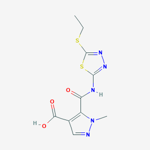 molecular formula C10H11N5O3S2 B4368755 5-({[5-(ethylthio)-1,3,4-thiadiazol-2-yl]amino}carbonyl)-1-methyl-1H-pyrazole-4-carboxylic acid 