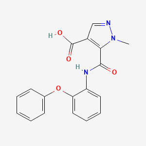 molecular formula C18H15N3O4 B4368770 1-methyl-5-{[(2-phenoxyphenyl)amino]carbonyl}-1H-pyrazole-4-carboxylic acid 