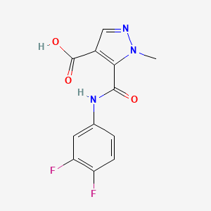 molecular formula C12H9F2N3O3 B4368796 5-{[(3,4-difluorophenyl)amino]carbonyl}-1-methyl-1H-pyrazole-4-carboxylic acid 