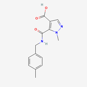 molecular formula C14H15N3O3 B4368812 1-methyl-5-{[(4-methylbenzyl)amino]carbonyl}-1H-pyrazole-4-carboxylic acid 