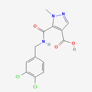 molecular formula C13H11Cl2N3O3 B4368844 5-{[(3,4-dichlorobenzyl)amino]carbonyl}-1-methyl-1H-pyrazole-4-carboxylic acid 