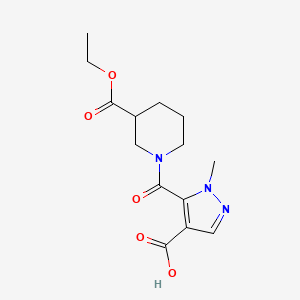 molecular formula C14H19N3O5 B4368847 5-{[3-(ethoxycarbonyl)-1-piperidinyl]carbonyl}-1-methyl-1H-pyrazole-4-carboxylic acid 