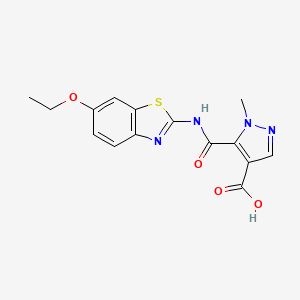 molecular formula C15H14N4O4S B4368855 5-{[(6-ethoxy-1,3-benzothiazol-2-yl)amino]carbonyl}-1-methyl-1H-pyrazole-4-carboxylic acid 