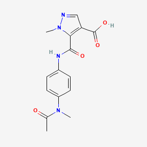 molecular formula C15H16N4O4 B4368864 5-[({4-[acetyl(methyl)amino]phenyl}amino)carbonyl]-1-methyl-1H-pyrazole-4-carboxylic acid 