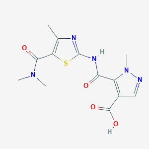 molecular formula C13H15N5O4S B4368905 5-[({5-[(dimethylamino)carbonyl]-4-methyl-1,3-thiazol-2-yl}amino)carbonyl]-1-methyl-1H-pyrazole-4-carboxylic acid 