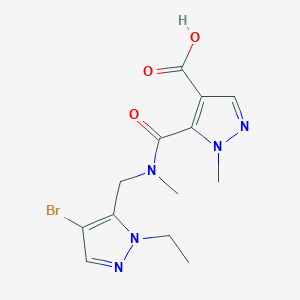 molecular formula C13H16BrN5O3 B4368914 5-{[[(4-bromo-1-ethyl-1H-pyrazol-5-yl)methyl](methyl)amino]carbonyl}-1-methyl-1H-pyrazole-4-carboxylic acid 