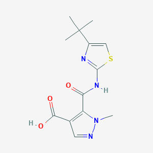 molecular formula C13H16N4O3S B4368922 5-{[(4-tert-butyl-1,3-thiazol-2-yl)amino]carbonyl}-1-methyl-1H-pyrazole-4-carboxylic acid 