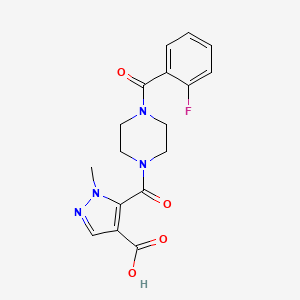 molecular formula C17H17FN4O4 B4368932 5-{[4-(2-fluorobenzoyl)-1-piperazinyl]carbonyl}-1-methyl-1H-pyrazole-4-carboxylic acid 