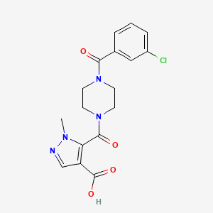molecular formula C17H17ClN4O4 B4368942 5-{[4-(3-chlorobenzoyl)-1-piperazinyl]carbonyl}-1-methyl-1H-pyrazole-4-carboxylic acid 