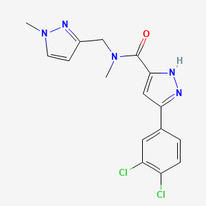 molecular formula C16H15Cl2N5O B4368948 5-(3,4-dichlorophenyl)-N-methyl-N-[(1-methyl-1H-pyrazol-3-yl)methyl]-1H-pyrazole-3-carboxamide 