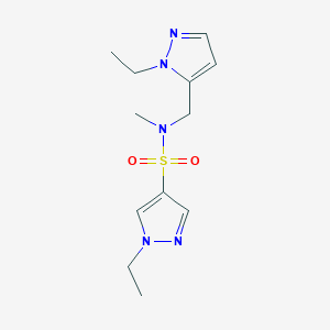 molecular formula C12H19N5O2S B4368952 1-ethyl-N-[(1-ethyl-1H-pyrazol-5-yl)methyl]-N-methyl-1H-pyrazole-4-sulfonamide 