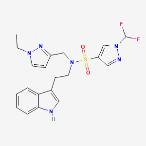 molecular formula C20H22F2N6O2S B4368957 1-(difluoromethyl)-N-[(1-ethyl-1H-pyrazol-3-yl)methyl]-N-[2-(1H-indol-3-yl)ethyl]-1H-pyrazole-4-sulfonamide 