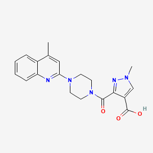 molecular formula C20H21N5O3 B4368985 1-methyl-3-{[4-(4-methyl-2-quinolinyl)-1-piperazinyl]carbonyl}-1H-pyrazole-4-carboxylic acid 