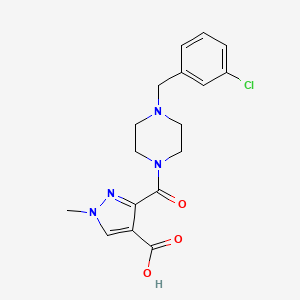molecular formula C17H19ClN4O3 B4369015 3-{[4-(3-chlorobenzyl)-1-piperazinyl]carbonyl}-1-methyl-1H-pyrazole-4-carboxylic acid 