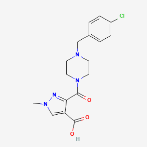 molecular formula C17H19ClN4O3 B4369024 3-{[4-(4-chlorobenzyl)-1-piperazinyl]carbonyl}-1-methyl-1H-pyrazole-4-carboxylic acid 