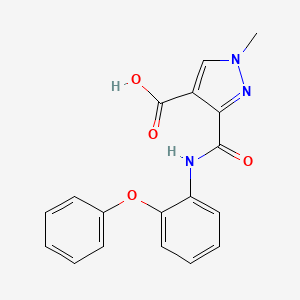 molecular formula C18H15N3O4 B4369025 1-methyl-3-{[(2-phenoxyphenyl)amino]carbonyl}-1H-pyrazole-4-carboxylic acid 