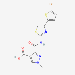 molecular formula C13H9BrN4O3S2 B4369034 3-({[4-(5-bromo-2-thienyl)-1,3-thiazol-2-yl]amino}carbonyl)-1-methyl-1H-pyrazole-4-carboxylic acid 