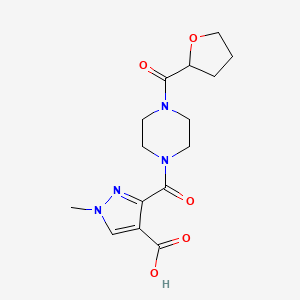 molecular formula C15H20N4O5 B4369041 1-methyl-3-{[4-(tetrahydro-2-furanylcarbonyl)-1-piperazinyl]carbonyl}-1H-pyrazole-4-carboxylic acid 