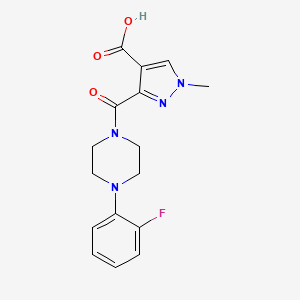 molecular formula C16H17FN4O3 B4369047 3-{[4-(2-fluorophenyl)-1-piperazinyl]carbonyl}-1-methyl-1H-pyrazole-4-carboxylic acid 