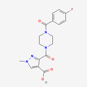 molecular formula C17H17FN4O4 B4369072 3-{[4-(4-fluorobenzoyl)-1-piperazinyl]carbonyl}-1-methyl-1H-pyrazole-4-carboxylic acid 